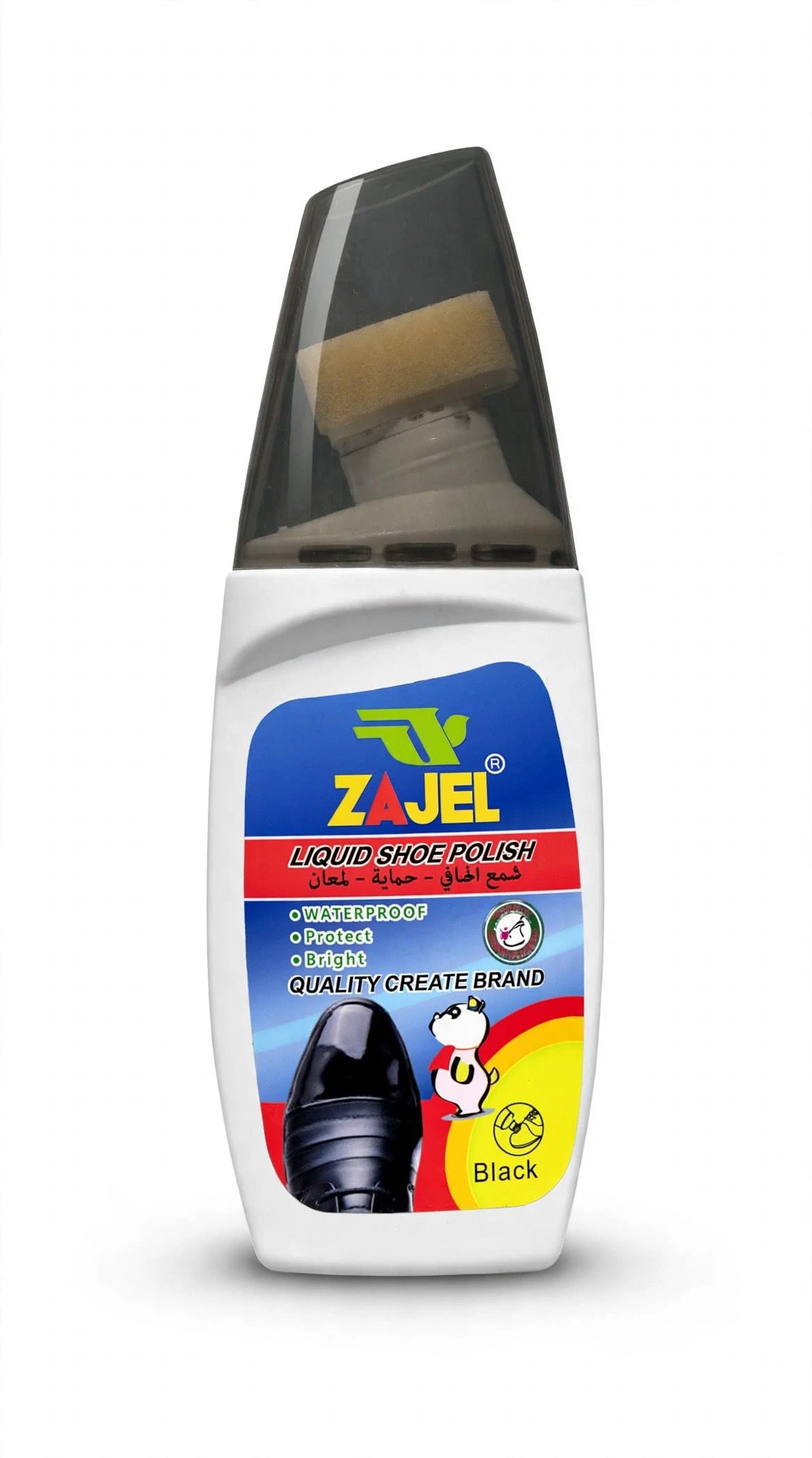 Zajel Liquid Shoe Polish Black Waterproof Protect Bright - 75ml