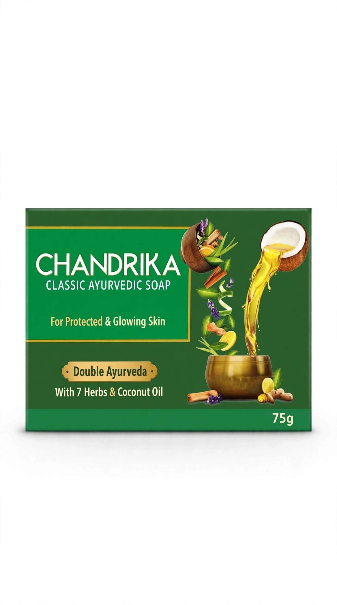 Chandrika Classic Ayurvedic Soap 75g - Double Ayurveda With 7 Herbs & Coconut Oil