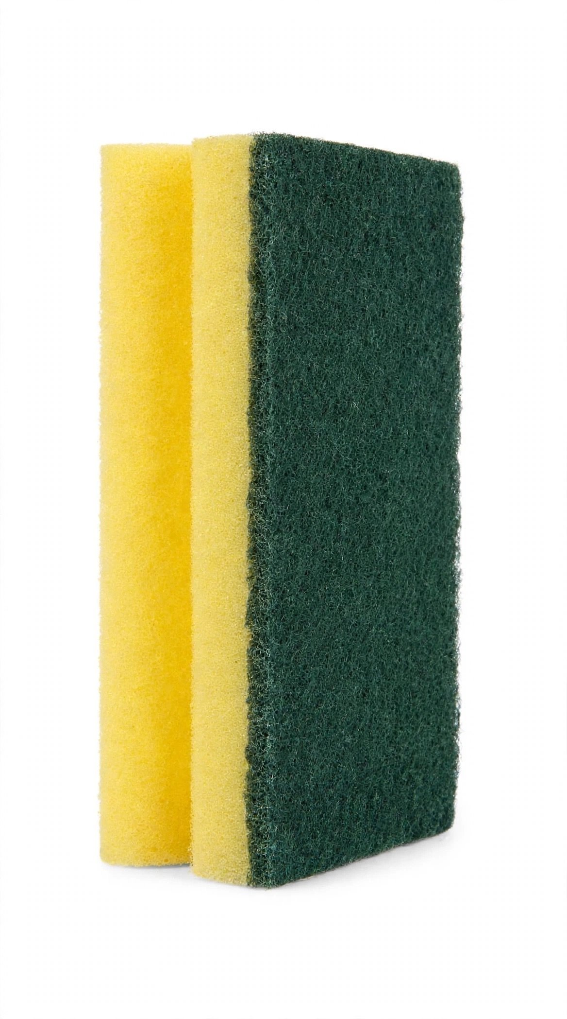 Kitchen Scrub Sponge Dual Side Yellow Sponge + Green Scrub - 2 Pcs Set