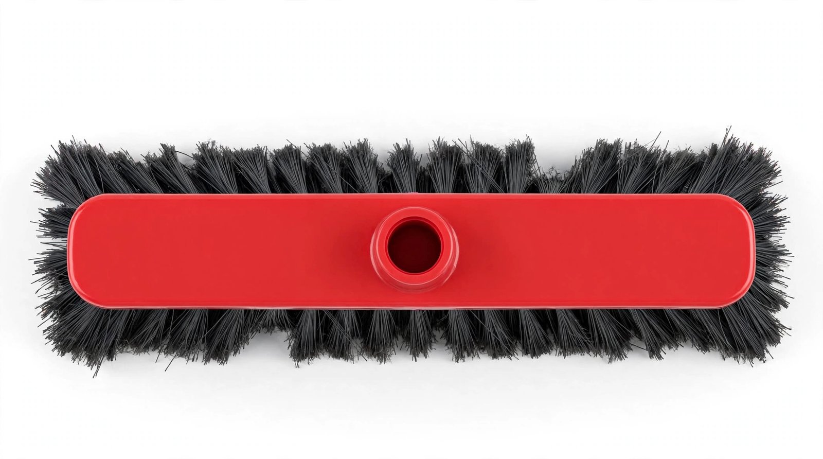 Henlee Quality Broom Head - Red - Dense Black Bristle - Top View